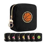 Playexen Personalized Small Makeup Bag, Corduroy Small Cosmetic Bag with Chenille Patch, Portable Mini Travel Toiletry Organize Pouches, Women Girlfriend Sister Wife Grandma Daughter Gifts