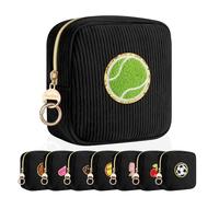 Playexen Personalized Small Makeup Bag, Corduroy Small Cosmetic Bag with Chenille Patch, Portable Mini Travel Toiletry Organize Pouches, Women Girlfriend Sister Wife Grandma Daughter Gifts