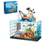 PlayExquizen Fish Tank Building Sets, Marine Aquarium Building Toy, Animal Miniature Landscape Including Octopus, Coral Reef, Shark, Desktop Home Decoration, Gifts for Adults and Teens 14+, 856 PCS