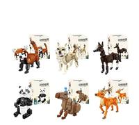 PlayExquizen Natural Safari Forest Wild Animals Building Blocks Set, Raccoon, Shiba Inu, Horse, Panda, Capybara, Sika Deer, DIY Animals Building Toy, Zoos Bricks Model Toys, Gifts for Kids and Adult