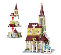 PlayExquizen Rose Pink Monastery Building Blocks Set, Christian Church Bricks Kit, MOC Street View Model, Collect Architecture Kit for Home Decor, Idea Gift for Adult Teen (2960PCS)