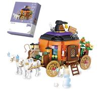 PlayExquizen Street View Haunted House Micro Bricks Model Set, DIY Halloween Pumpkin Carriage Building Block Construction Toy, Home Office Decorations, Gifts for Adults and Kids, 839 PCS