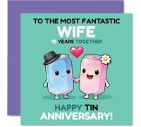 Playful 10th Anniversary Card for Wife, Ten Years of Wedded Bliss