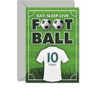 Playful 10th Birthday Card, Eat Sleep Live Football