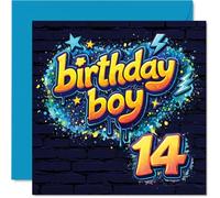 Playful 14th Birthday Card - Big Birthday Energy - Bold Graffiti Style with Vibrant Colours - Urban Vibe for a Memorable 14th Celebration - 145mm Square, Envelope Included