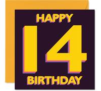 Playful 14th Birthday Card, Bursting with Birthday Cheer