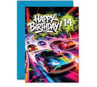 Playful 14th Birthday Card, Turbo-charged Birthday Vibes