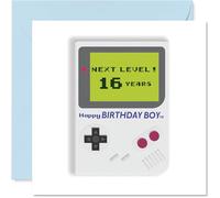 Playful 16th Birthday Card - Level Up the Fun - Retro Gaming Console Design with Bold 'NEXT LEVEL! 16 Years' - 145mm Square, Envelope Included