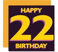 Playful 22nd Birthday Card - Vibrant 22nd Bash Vibes - Bold Yellow and Purple Design Stands Out - Perfect for a Milestone Celebration - 145mm Square, Envelope Included