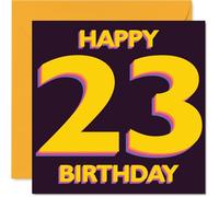 Playful 23rd Birthday Card - Bold Yellow Vibes - Striking Purple Background with Large 23 Design - A Vibrant Way to Mark a Milestone Year - 145mm Square, Envelope Included