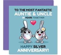 Playful 25th Anniversary Card for Auntie & Uncle