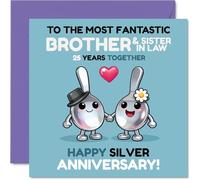 Playful 25th Anniversary Card for Brother & Sister in Law - Spoonfuls of Fun for Your Silver Celebration - 145mm Square, Envelope Included
