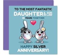 Playful 25th Anniversary Card for Daughter & Son in Law