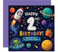 Playful 2nd Birthday Card, Blast off to Fun