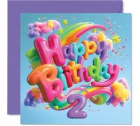 Playful 2nd Birthday Card, Bursting with Colour