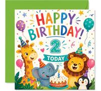 Playful 2nd Birthday Card, Party Animals Galore