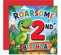 Playful 2nd Birthday Card, Stomp into a Roarsome Day