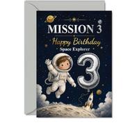Playful 3rd Birthday Card, Blast off into Birthday Fun