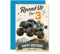 Playful 3rd Birthday Card, Monster Truck Mayhem Leaps into Birthday Fun