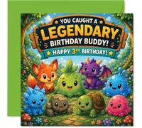 Playful 3rd Birthday Card, You Caught a Legendary Birthday Buddy