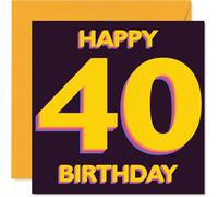 Playful 40th Birthday Card - Big 4-0 Energy - Bold Yellow and Purple Design with Striking Number Motif - 145mm Square, Envelope Included