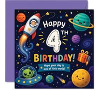 Playful 4th Birthday Card, Blast off into Birthday Fun