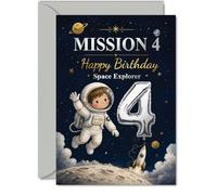 Playful 4th Birthday Card, Blast off to Birthday Fun