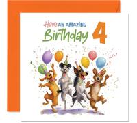 Playful 4th Birthday Card, Bursting with Birthday Joy