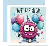 Playful 4th Birthday Card, Bursting with Fun