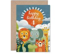Playful 4th Birthday Card, Bursting with Jungle Fun