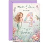 Playful 4th Birthday Card, Make a Splash with Pastel Underwater Magic