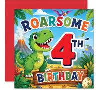 Playful 4th Birthday Card, Roar into Their Big Day