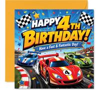 Playful 4th Birthday Card, Zooming Race Car Fun