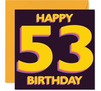 Playful 53rd Birthday Card - Bold and Bright Vibes - Striking Yellow 53 on Rich Purple - A Standout Way to Mark the Big Year - 145mm Square, Envelope Included