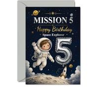 Playful 5th Birthday Card, Blast off into Five