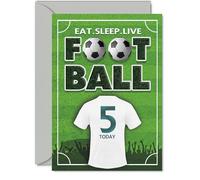Playful 5th Birthday Card, Eat Sleep Live Football