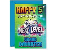 Playful 5th Birthday Card for Granddaughter - Level Up the Birthday Fun - Vibrant Gaming Controller Design with Bold Colours - Perfect for Little Gamers - A5, Envelope Included