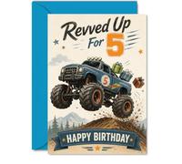 Playful 5th Birthday Card, Revved Up Fun for Little Adventurers