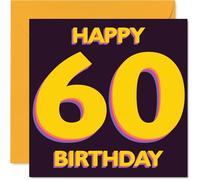 Playful 60th Birthday Card - Big 6-0 Energy - Bold Yellow and Purple Number Design - A Festive Way to Mark the Milestone - 145mm Square, Envelope Included