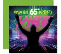 Playful 65th Birthday Card, Lively Tunes and Bold Colours