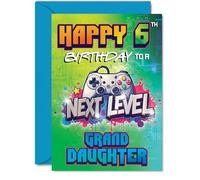 Playful 6th Birthday Card for Granddaughter - Level Up the Birthday Fun - Gaming Controller Design in Bold Colours - Perfect for Your Favourite Young Gamer - A5, Envelope Included