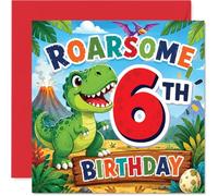 Playful 6th Birthday Card, Roar into Turning Six
