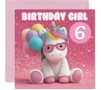 Playful 6th Birthday Card, Sparkly Fun for Her Big Day