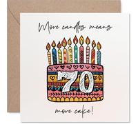 Playful 70th Birthday Card - More Candles, More Cake! - Colourful Birthday Cake and Candles Design - Bright and Cheerful 70th Celebration - 145mm Square, Envelope Included