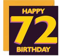 Playful 72nd Birthday Card - Bold and Bright Birthday Wishes - Striking Yellow on Purple Design - Perfect for a Standout 72nd Celebration - 145mm Square, Envelope Included