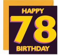 Playful 78th Birthday Card - Bursting with Birthday Cheer - Bold Yellow and Purple 78 Design - A Vibrant Way to Mark the Big Milestone - 145mm Square, Envelope Included