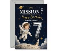 Playful 7th Birthday Card, Blast off into Birthday Fun