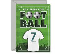 Playful 7th Birthday Card, Eat Sleep Live Football