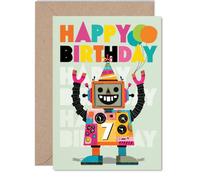 Playful 7th Birthday Card, Robot Party Time