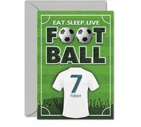 Playful 7th Birthday Card, Vibrant Green Pitch Vibe